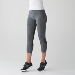 Lululemon 6 Pace Rival Mid-Rise Crop Leggings 22" Heathered Black Gray